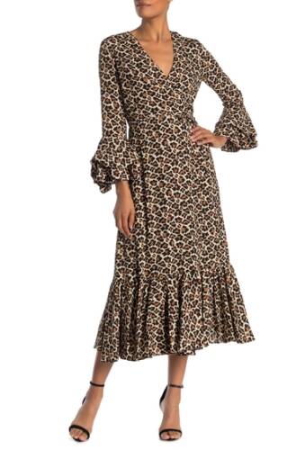 Imbracaminte femei diane von furstenberg madeline leopard wrap ruffle trim midi dress taren smal