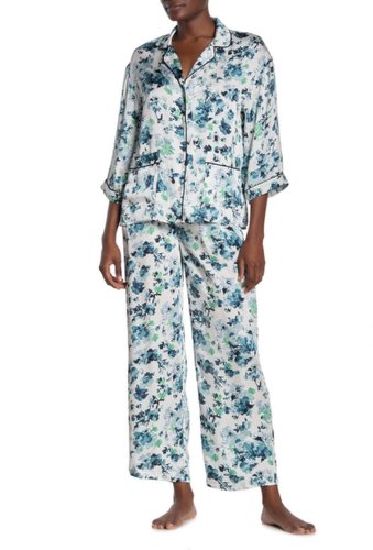 Imbracaminte femei donna karan long pajama 2-piece set whtbluflr