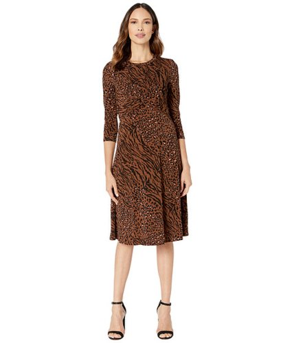 Imbracaminte femei donna morgan long sleeve twist front fit and flare matte jersey dress caramel brown