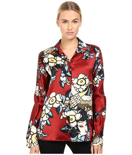 Imbracaminte femei dsquared2 fantasy printed silk pajama shirt bordeaux