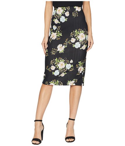 Imbracaminte femei eci elastic floral midi pique skirt blackblush