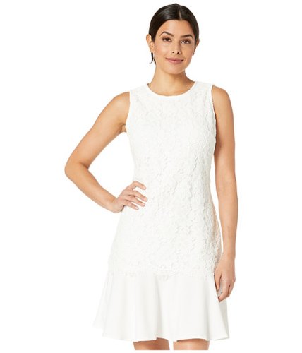 Imbracaminte femei eci sleeveless lace bodice dress with solid flounce detail dress off-white