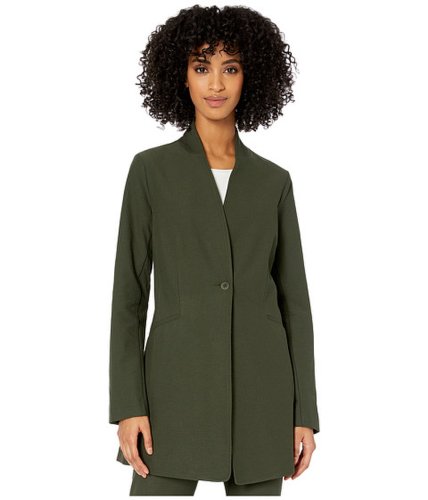 Imbracaminte femei eileen fisher washable stretch crepe stand collar long jacket woodland