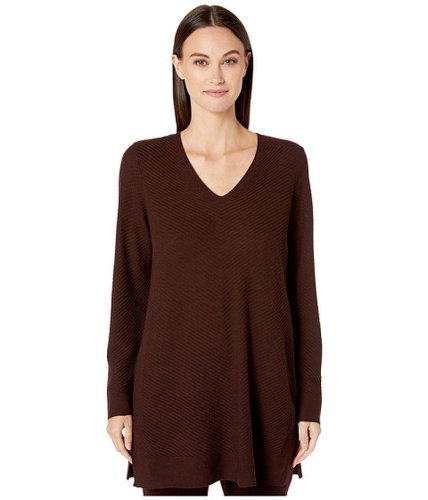 Imbracaminte femei eileen fisher washable wool fine crepe v-neck tunic cassis