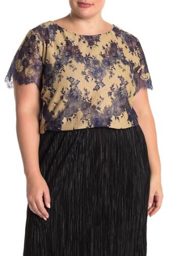 Imbracaminte femei everleigh short sleeve scalloped lace blouse plus size taupe