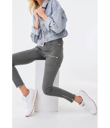 Imbracaminte femei forever21 ankle-zip skinny jeans olive