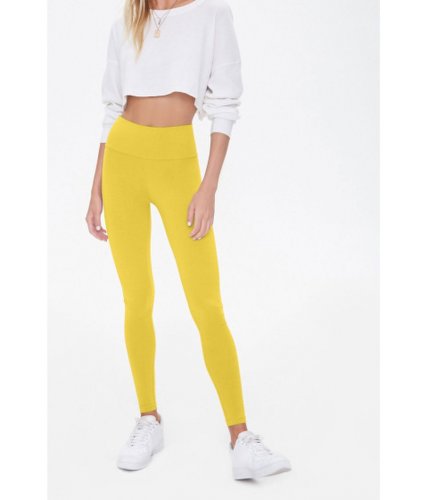 Imbracaminte femei forever21 basic cotton-blend leggings yellow