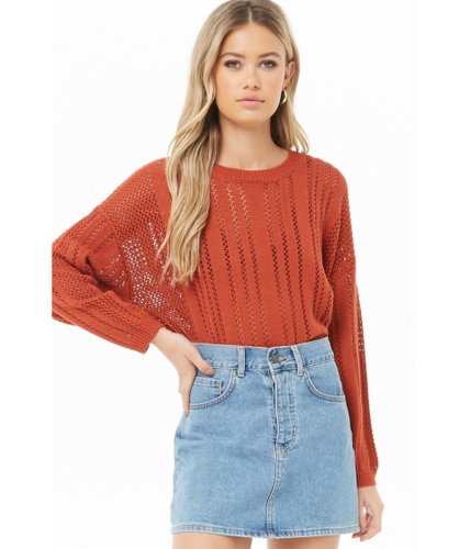 Imbracaminte femei forever21 boxy open-knit sweater rust