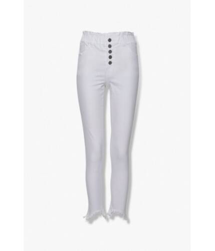 Imbracaminte femei forever21 button-fly skinny jeans white