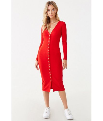 Imbracaminte femei forever21 button-front midi dress red