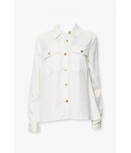 Imbracaminte femei forever21 button-up twill shirt ivory