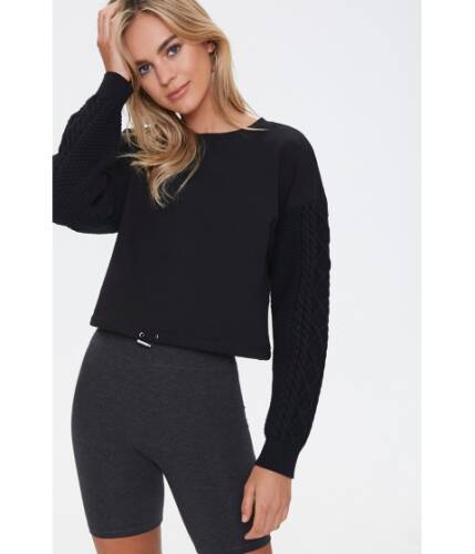Imbracaminte femei forever21 cable knit-sleeve pullover black