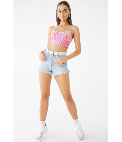 Imbracaminte femei forever21 checkered cropped cami pinkmulti