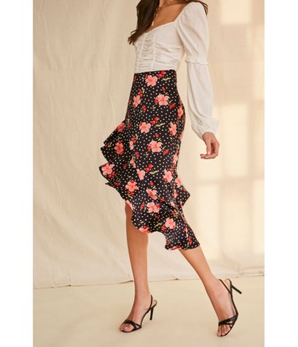 Imbracaminte femei forever21 cherry floral print high-low skirt blackmulti