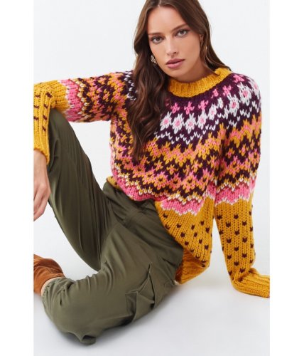 Imbracaminte femei forever21 colorful geo print sweater mustardmulti