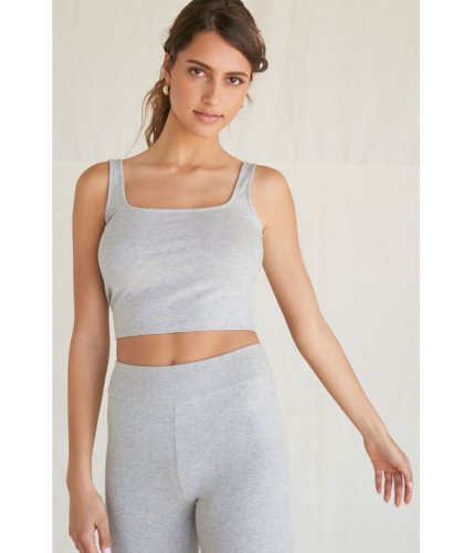 Imbracaminte femei forever21 cotton-blend cropped tank top heather grey