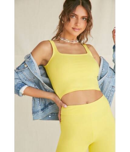 Imbracaminte femei forever21 cotton-blend cropped tank top yellow