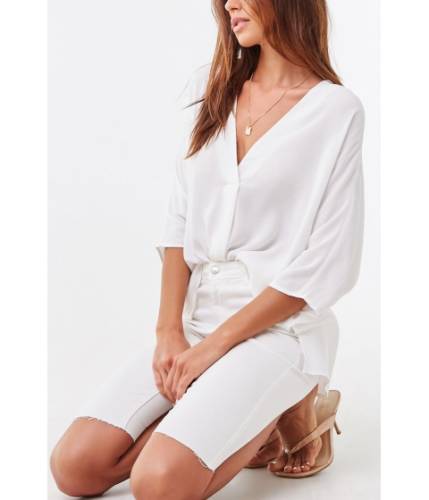 Imbracaminte femei forever21 crepe high-low top ivory