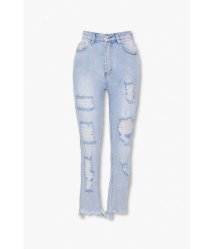 Imbracaminte femei forever21 distressed flare jeans light blue