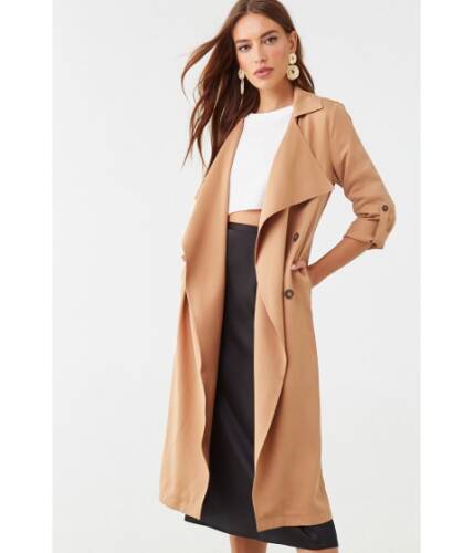 Imbracaminte femei forever21 draped-front trench coat camel
