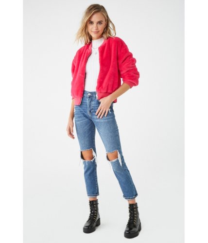 Imbracaminte femei forever21 faux fur zip-up coat hot pink