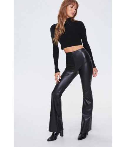 Imbracaminte femei forever21 faux leather flare pants black
