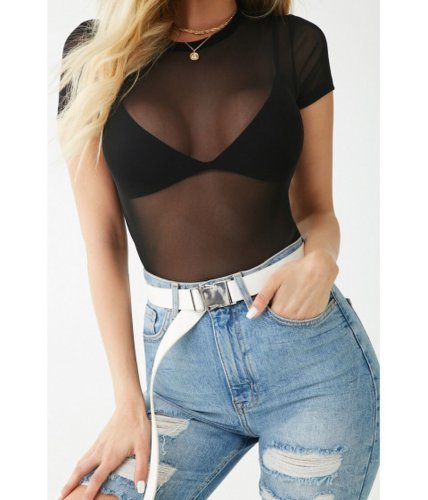 Imbracaminte femei forever21 fitted sheer mesh top black