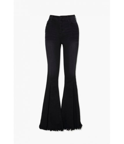 Imbracaminte femei forever21 frayed flare jeans black