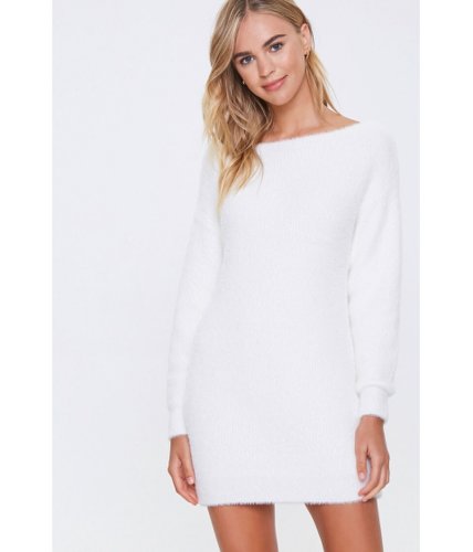 Imbracaminte femei forever21 fuzzy knit sweater mini dress ivory
