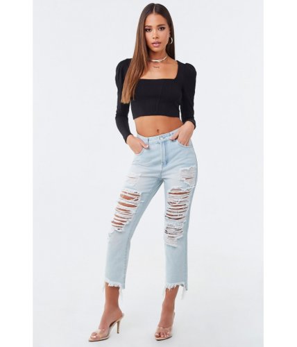 Imbracaminte femei forever21 high-rise distressed ankle jeans light denim