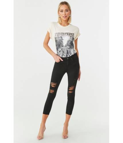 Imbracaminte femei forever21 high-rise distressed skinny ankle jeans black