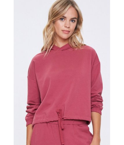 Imbracaminte femei forever21 hooded french terry top wine