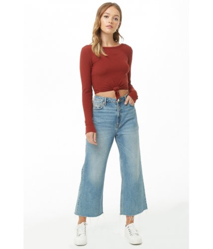 Imbracaminte femei forever21 knotted crop top rust