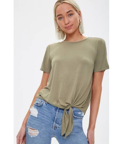 Imbracaminte femei forever21 knotted short-sleeve tee sage
