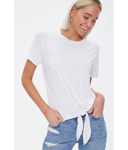 Imbracaminte femei forever21 knotted short-sleeve tee white