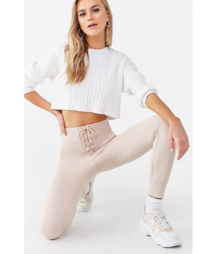 Imbracaminte femei forever21 lace-up french terry joggers taupe