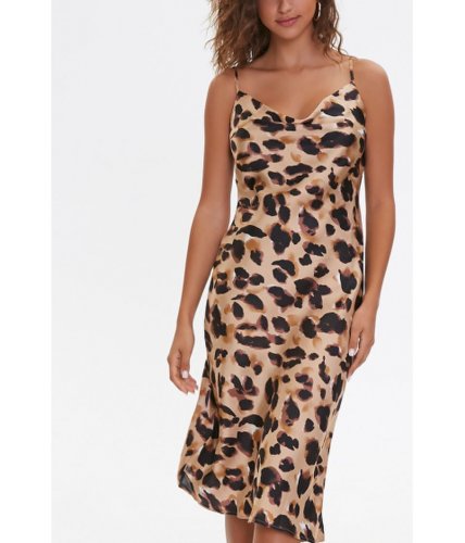 Imbracaminte femei forever21 leopard print slip dress brownblack