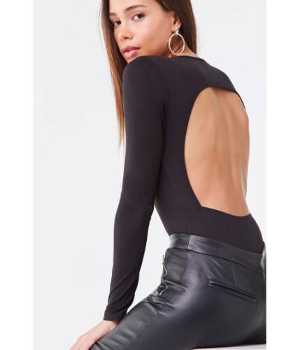Imbracaminte femei forever21 long sleeve cutout bodysuit black