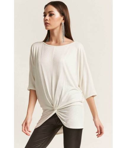 Imbracaminte femei forever21 marled twist-front tunic white