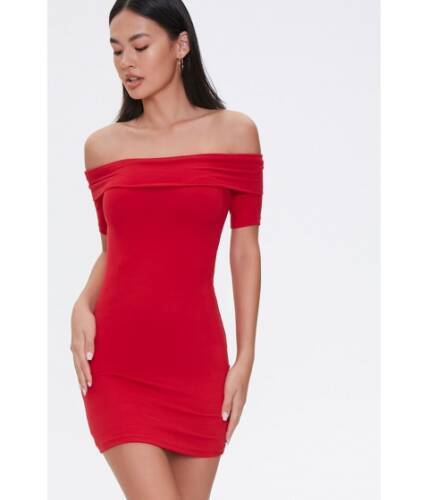 Imbracaminte femei forever21 off-the-shoulder bodycon dress red