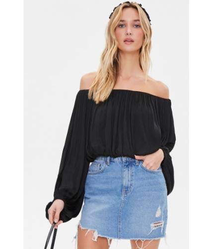 Imbracaminte femei forever21 off-the-shoulder peasant top black