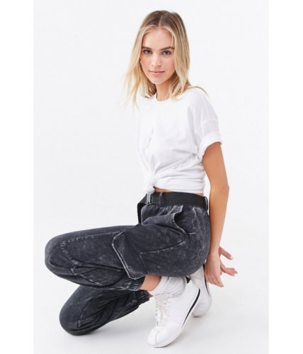 Imbracaminte femei forever21 oil wash cargo joggers charcoal