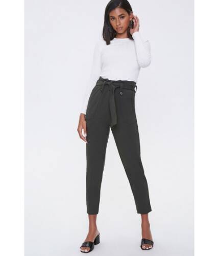 Imbracaminte femei forever21 paperbag ankle pants dark olive