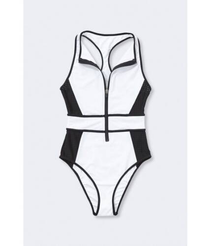 Imbracaminte femei forever21 perforated-trim one-piece swimsuit whiteblack