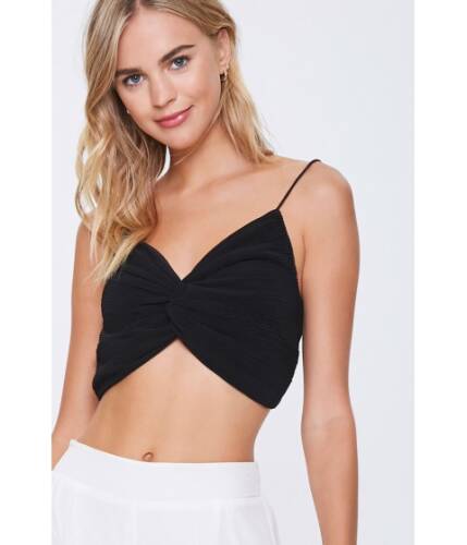 Imbracaminte femei forever21 pleated twist-front cropped cami black