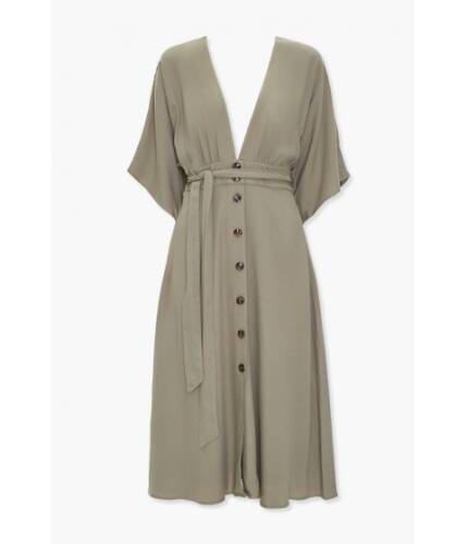Imbracaminte femei forever21 plunging button-front dress light olive