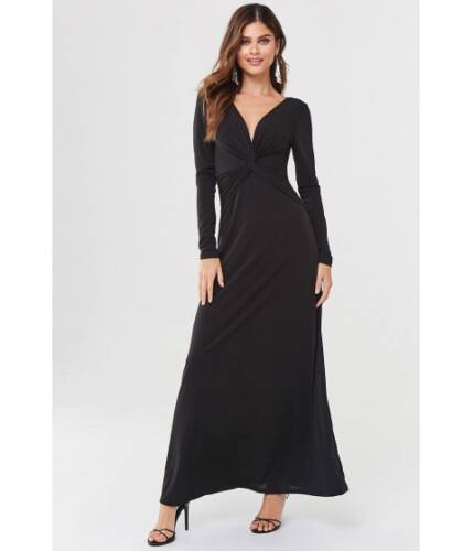 Imbracaminte femei forever21 plunging twist-front gown black
