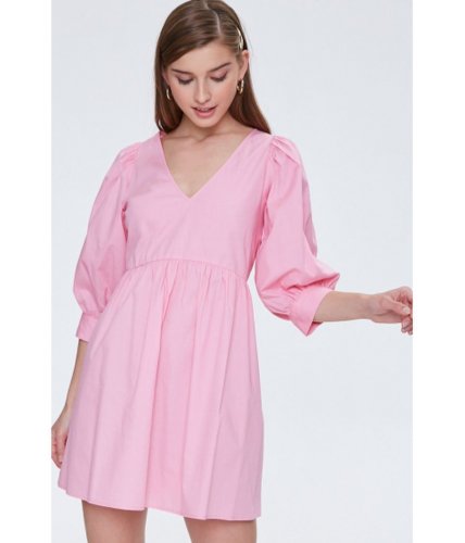 Imbracaminte femei forever21 puff-sleeve mini babydoll dress pink
