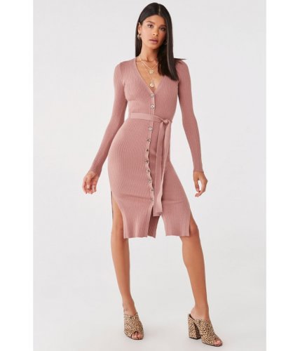 Imbracaminte femei forever21 ribbed button-down sweater dress mauve