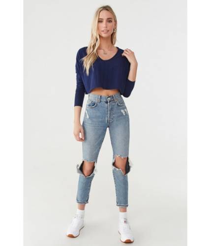 Imbracaminte femei forever21 ribbed crop top navy